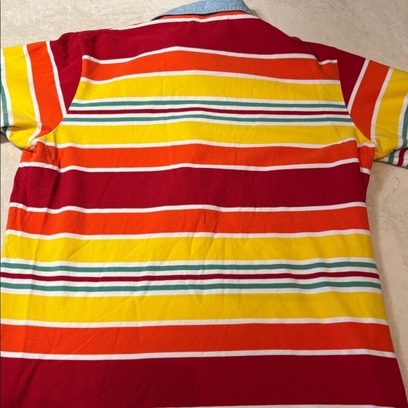 Polo Ralph Lauren red stripe rugby polo blue collar XL preppy vintage Y2K cotton - Picture 6 of 9